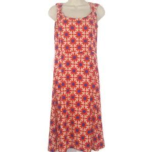 Touch Express Womens Shift Dress Orange Navy Retro Floral Dress Size M NWT